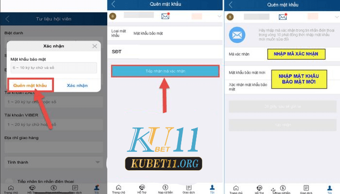 Cách lấy lại mật khẩu bảo mật Kubet 